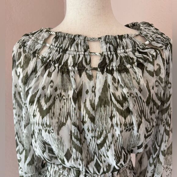 NWT Misa Los Angeles Mercy mini dress in green ikat pattern S - Picture 11 of 15